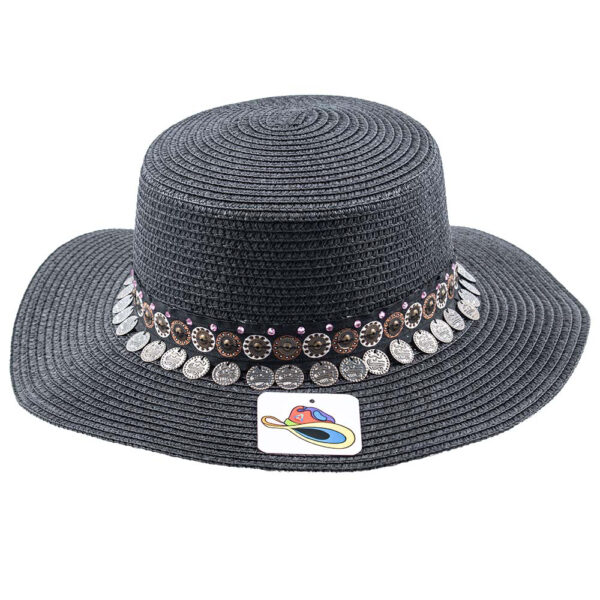 Chapeau Black Coins avec dentelle et pierres style Swarovski.
