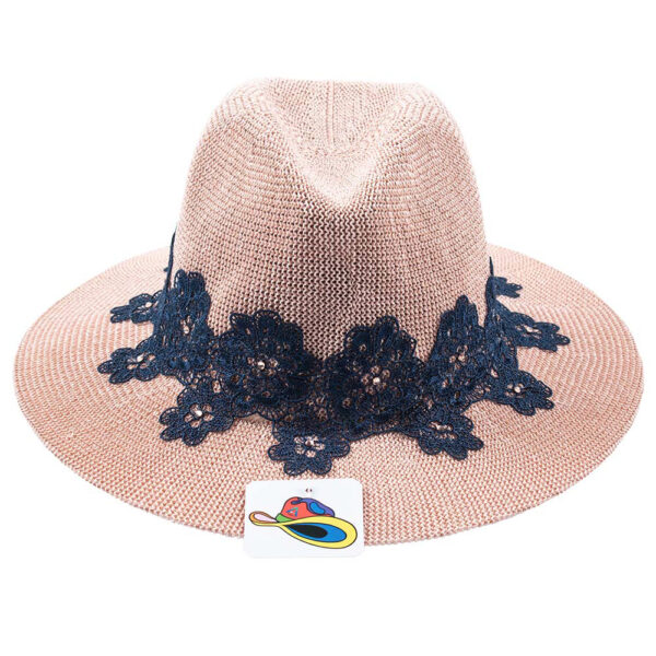 Chapeau Fleurs Noires avec de la dentelle et des pierres de style Swarovski
