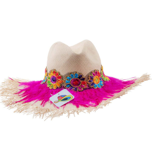 Panama-hat Plumas Fucsia