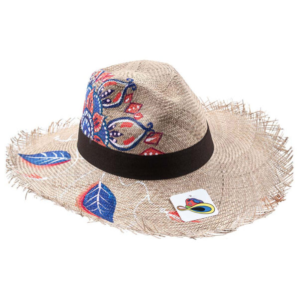 Panama-hat Mandala Azul y Rojo