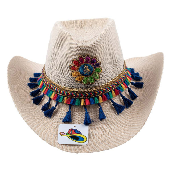 Cowboy hat multicolore de paille naturelle