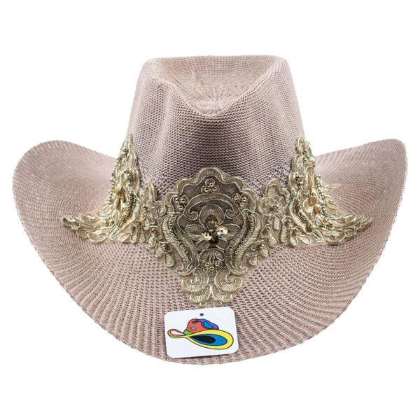 Cowboy hat con encaje dorado