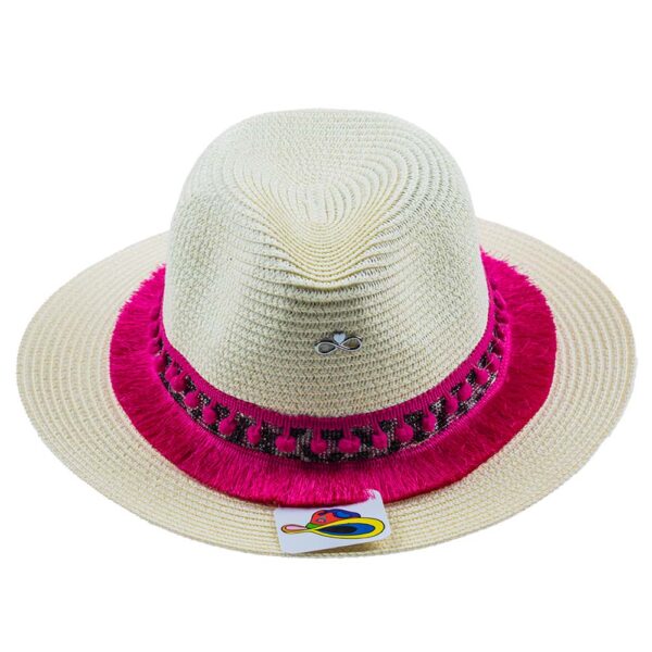 Panama Hat White and Pink