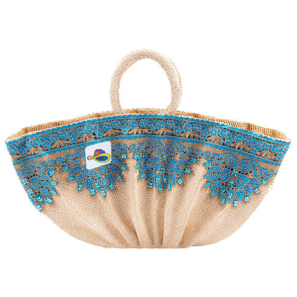 Bolso con encaje y cristales estilo swarovski azul turquesa